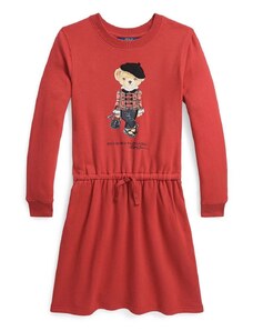 Детска рокля Polo Ralph Lauren в червено къса разкроена