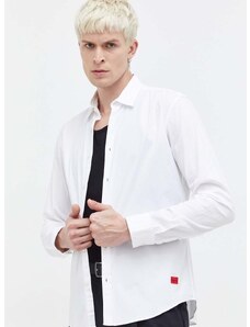 Риза HUGO мъжка в бяло с кройка по тялото класическа яка 50500216