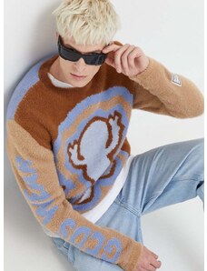 Пуловер с вълна GCDS мъжки в синьо от топла материя