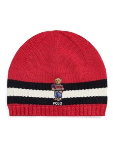 Детска памучна шапка Polo Ralph Lauren в червено