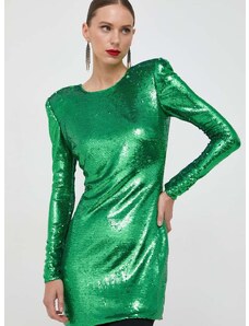 Рокля Bardot в зелено къса с кройка по тялото