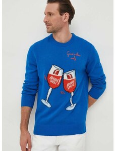 Вълнен пуловер MC2 Saint Barth мъжки в синьо