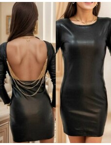 Creative Дамска къса рокля с атрактивен гръб в черно - код 76007