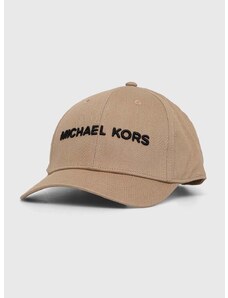Памучна шапка с козирка Michael Kors в бежово с апликация