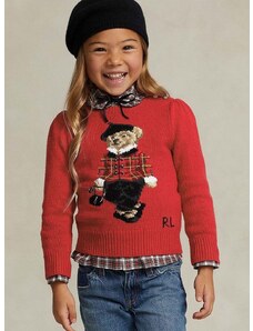 Детски памучен пуловер Polo Ralph Lauren в червено