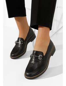 Zapatos Дамски мокасини естествена кожа Evadne черни
