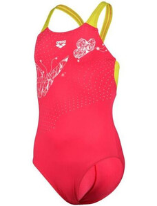 Arena girls butterfly swimsuit v back freak rose/soft green 116cm