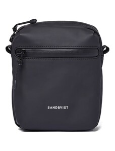 SANDQVIST Чанта за през рамо тип преметка 'POE' черно / сребърно