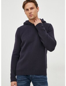 Вълнен пуловер BOSS мъжки в тъмносиньо от лека материя