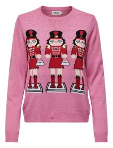 ONLY Пуловер 'XMAS GIRLS' телесен цвят / светлорозово / червено / черно