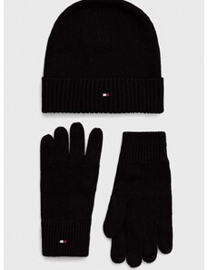 Шапка и ръкавици Tommy Hilfiger в черно