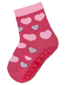 Чорапи ABS нехлъзгащо стъпало AIR, сърца, тъмно розови, Sterntaler