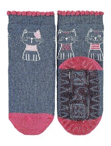 Термо чорапи със силикон с мотив на котета, сини, Sterntaler