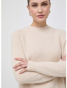Пуловер с вълна BOSS дамски в бежово