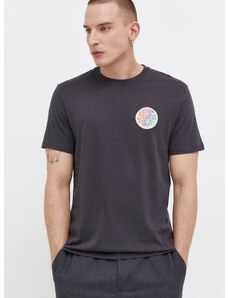 Памучна тениска Rip Curl в черно с принт
