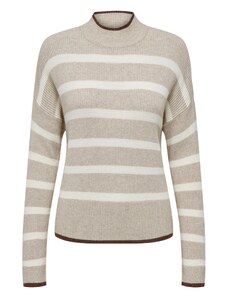 ONLY Пуловер 'IBI' бежово меланж / кафяво / бяло
