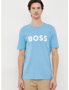 Boss Orange Памучна тениска BOSS CASUAL в синьо с принт 50481923