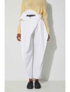 Панталон с вълна JW Anderson в бяло с широка каройка, с висока талия TR0295.PG0865