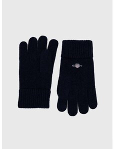 Вълнени ръкавици Gant в тъмносиньо