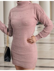 Creative Дамска рокля тънко плетиво в цвят пудра - код 71061