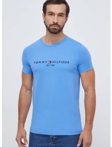 Памучна тениска Tommy Hilfiger в синьо с апликация MW0MW11797