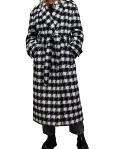 Палто с вълна AllSaints Haithe в черно преходен модел с уголемена кройка