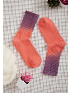Comfort Дамски чорапи с техниката tie-dye - Корал