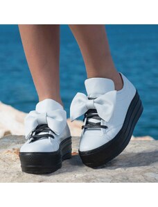 ExclusiveJeans Кожени обувки с мобилна панделка Clover, Бял Цвят