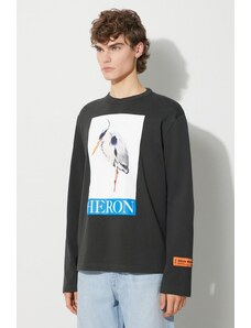 Памучна блуза с дълги ръкави Heron Preston Heron Painted Ls Tee в сиво с принт HMAB026F23JER0021046