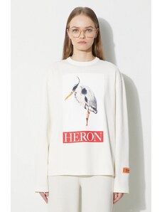 Памучна блуза с дълги ръкави Heron Preston Heron Bird Painted Ls Tee в бежово HWAB027F23JER0020425