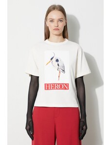 Памучна тениска Heron Preston Heron Bird Painted Ss Tee в бежово HWAA032F23JER0040425
