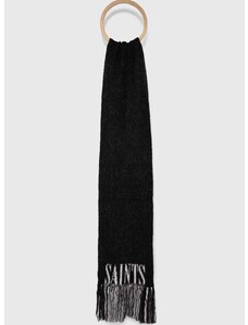 Вълнен шал AllSaints в черно с десен