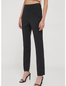 Панталон Calvin Klein Jeans в черно с кройка по тялото, висока талия J20J222608