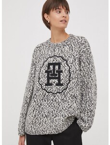 Пуловер с вълна Tommy Hilfiger дамски в черно WW0WW40720