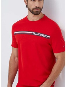 Памучна тениска Tommy Hilfiger в червено с принт MW0MW33688