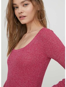 Пуловер HUGO дамски в розово от лека материя