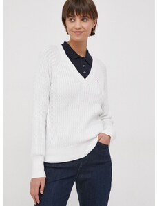 Памучен пуловер Tommy Hilfiger в бяло WW0WW40674