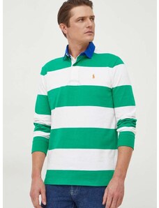 Памучна блуза с дълги ръкави Polo Ralph Lauren в зелено с десен 710926275