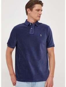 Тениска с яка Polo Ralph Lauren в тъмносиньо с меланжов десен 710909633