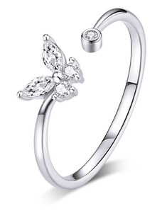 DELIS Регулируем сребърен пръстен, JW614, дизайн на пеперуда, с родиево покритие