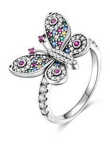 DELIS Сребърен пръстен, JW619, дизайн на пеперуда, с родиево покритие