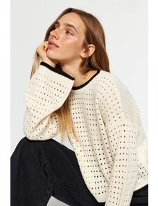 Trendyol Ecru ажурна/перфориран трикотажен пуловер