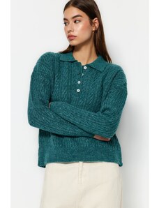 Trendyol Каки Широка кройка Мека текстурирана трикотаж пуловер