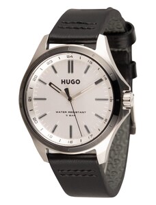 HUGO Аналогов часовник '#Complete' черно / сребърно / бяло