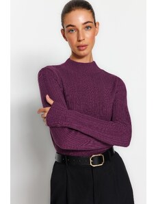 Trendyol лилаво стендъп яка трикотаж пуловер