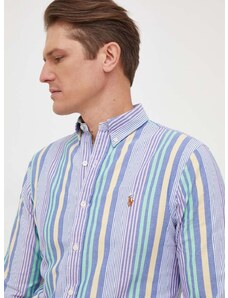 Памучна риза Polo Ralph Lauren мъжка с кройка по тялото яка копче 710928925