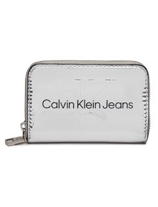 Голям дамски портфейл Calvin Klein Jeans Sculpted Med Zip Around Mono S K60K611863 Silver 0IM