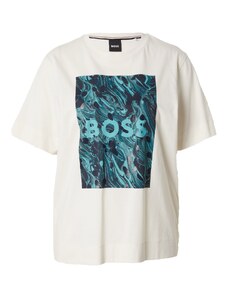BOSS Тениска 'Elpha' аквамарин / циан / петрол / бяло