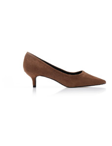 Tsoukalas Обувки на ток в кафяв цвят, от синтетичен велур, с остър връх.