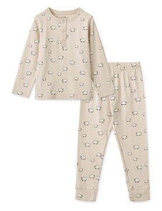 Детска памучна пижама Liewood в бежово с изчистен дизайн